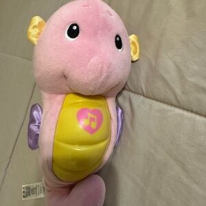 Fisher-Price Pink Seahorse Plush with Yellow Light-Up Belly and Purple Fins